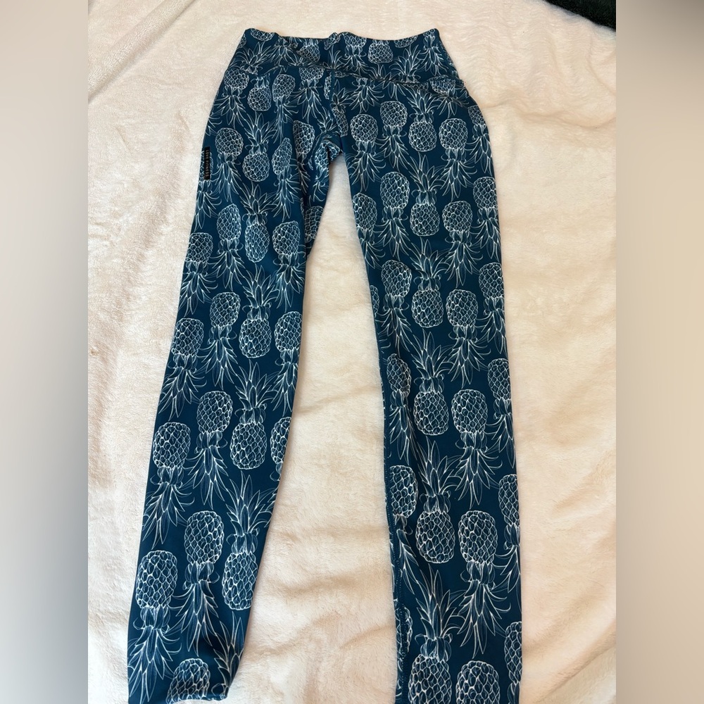 Love Fitness Blue Pineapple Print Pants